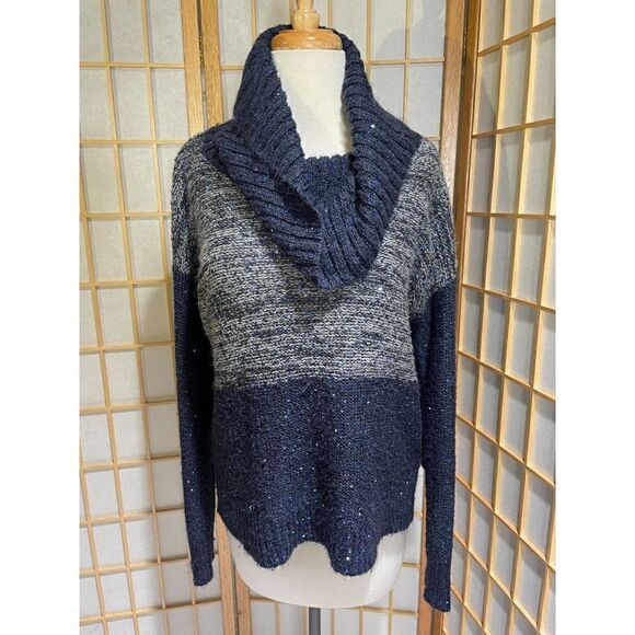 Chico'sâSzâ1Â (8)âBlue/GrayâGlitterâSweater - Picture 8 of 14